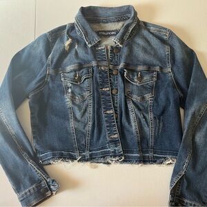 Maurices Indigo Distressed Cropped Denim Jacket